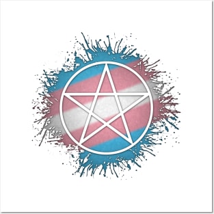 Paint Splatter Transgender Pride Pentacle Symbol Posters and Art